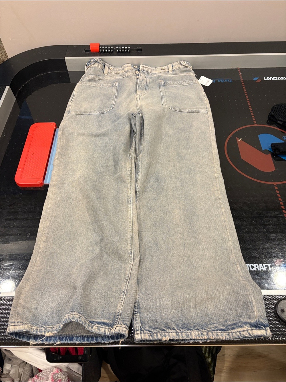 We The Free Light Gray Wide Leg Jeans